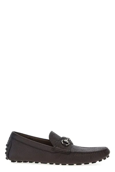 Gucci Morsetto Driver Loafers In Brown