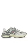 Gucci Leather Mesh Sneakers Featuring Signature Band