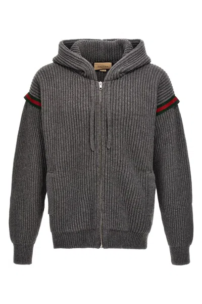 GUCCI GUCCI MEN NASTRO WEB HOODED CARDIGAN