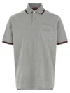 Gucci Grey Polo Shirt With Web Details And Logo Lettering On The Front In Wool Blend Man In Gray