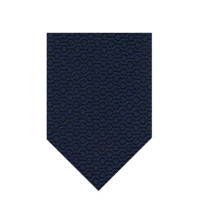 Gucci Men Navy Blue Geometric Textured Tie
