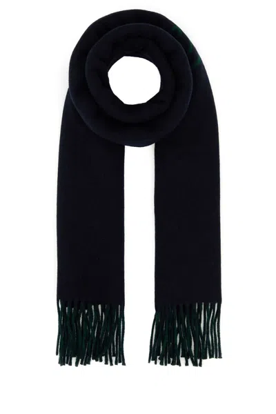Gucci Men Navy Blue Wool Blend Scarf