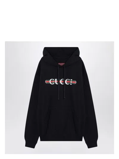 GUCCI MEN'S NAVY SWEATSHIRT WITH LOGO PRINT