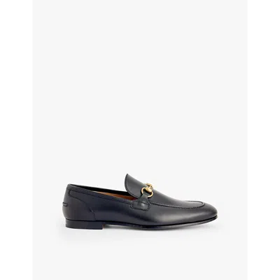 GUCCI MENS NERO JORDAAN HORSEBIT-EMBELLISHED LEATHER LOAFERS EUR 42 / 8 UK