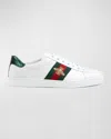Gucci Men White Leather Ace Sneakers In White