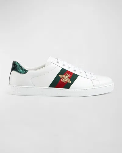 GUCCI MEN'S NEW ACE EMBROIDERED LOW-TOP SNEAKERS
