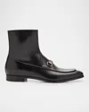 Gucci Men's Ankle Boot With Horsebit In Black