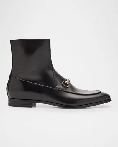GUCCI MEN'S NEXT HORSEBIT LEATHER ZIP BOOTIES