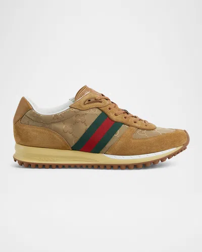 Gucci Men's Nora Suede And Nylon Ssima Retro Sneakers