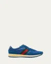 Gucci Men's Nora Suede And Nylon Ssima Retro Sneakers In Blue