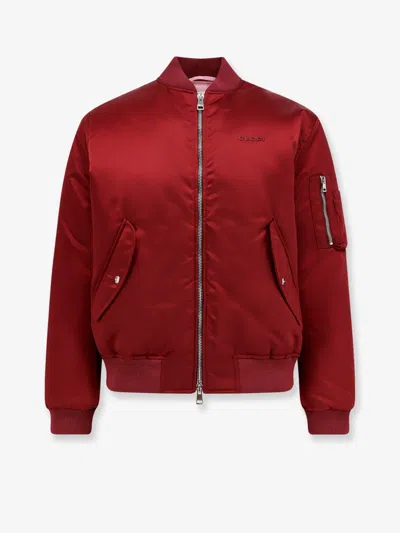 Gucci Men Nylon Bomber Jacket In Red