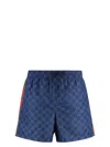 Gucci Men Nylon Swim Shorts With All-over Gg Motif