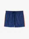 Gucci Men Nylon Swim Shorts With All-over Gg Motif In Blue