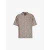 Gucci Mens Oatmilk Blue Monogram-pattern Regular-fit Linen-blend Shirt In Oatmilk Blue