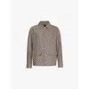 Gucci Mens Monogram-print Four-pockets Regular-fit Linen-blend Jacket Oatmilk Blue In Oatmilk Blue