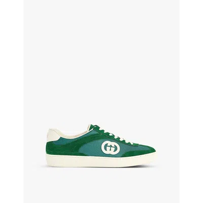 GUCCI MENS GUCCI G74 SUEDE LOW-TOP TRAINERS
