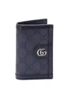 Gucci Ophidia Long Blue And Dark Blue Card-holder With Gg Detail In Gg Supreme Canvas Man In Black