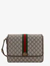 Gucci Ophidia Gg Supreme Fabric And Leather Shoulder Strap With Iconic Web Band