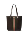 Gucci Medium Ophidia Shopping Bag In Brown Suede Men In Black