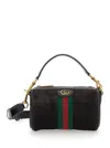 Gucci Dark Brown Suede Mini Ophidia Handbag In Black