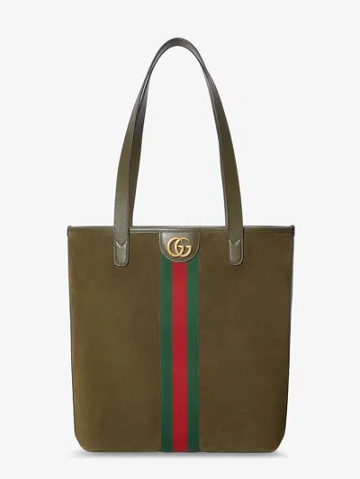 Gucci Men Ophidia Suede And Leather Shopping Bag In Brown