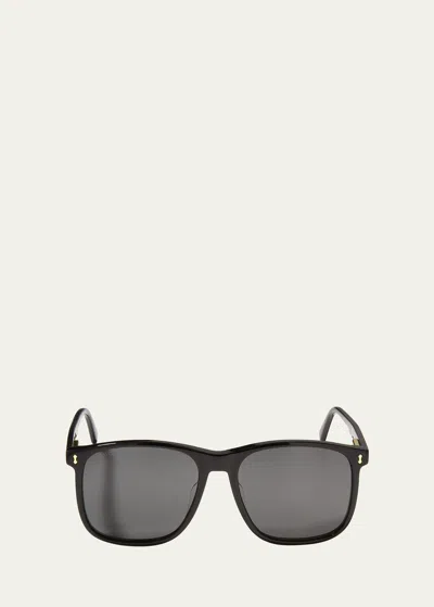 Gucci Men's Oversized Rectangle Acetate Sunglasses In Black