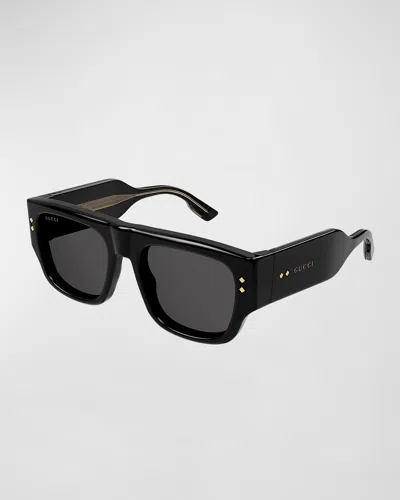 GUCCI MEN'S OVERSIZED RECTANGLE SUNGLASSES