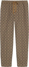 Gucci Jacquard Fabric Jogging Trousers With Horsebit In Beigebony