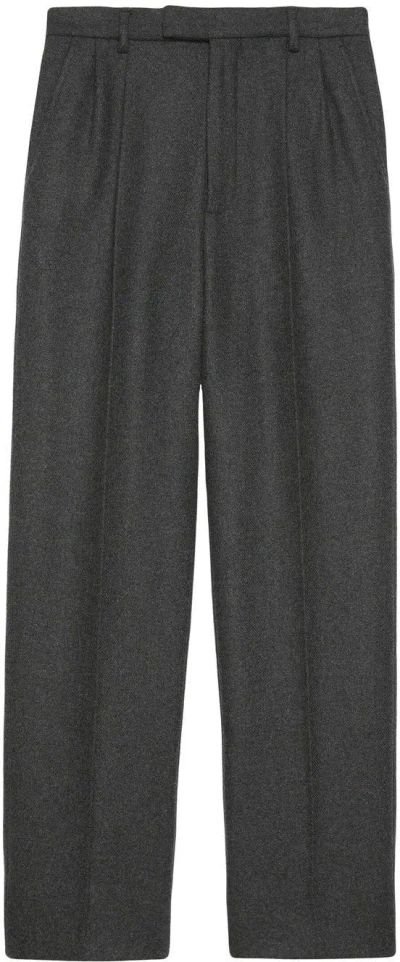 Gucci Men's Pant Wool Cashmere Heavy Double In Darkgrey