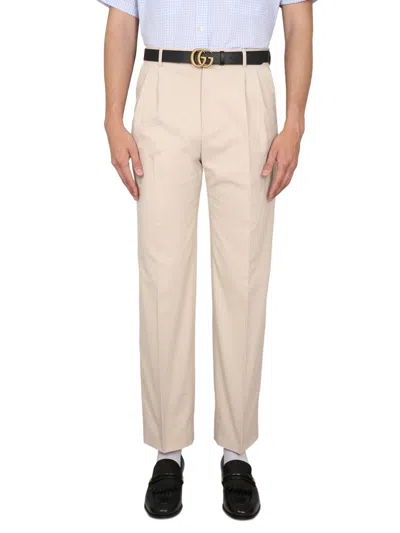 Gucci Men Pants With Embroidery In White