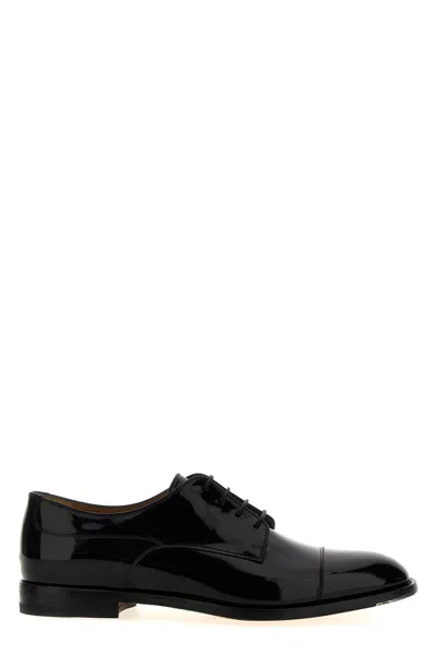 Gucci Men Patent Leather Lace-up Shoes In Black