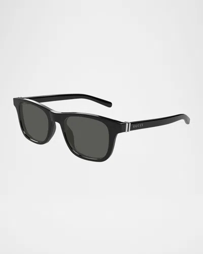 Gucci Men's Patterned Acetate Sunglasses In Black