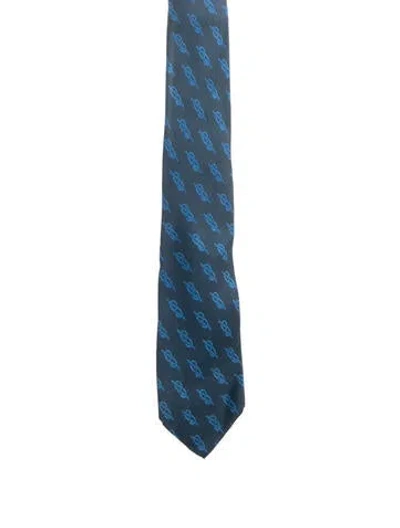 Pre-owned Gucci Men's Patterned Silk Tie In Blue