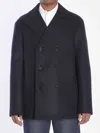Gucci Wool Double-breasted Overcoat In Blue