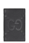Gucci Jumbo Black Leather Card Holder For Men In Black