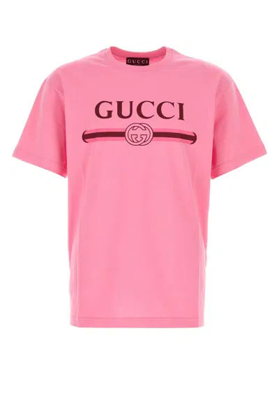 Gucci Crew Neck Short Sleeves Straight Hem T-shirt In Pink