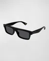 Gucci Men's Plastic Rectangle Sunglasses In Black