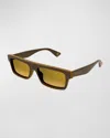 Gucci Men's Plastic Rectangle Sunglasses In Brown