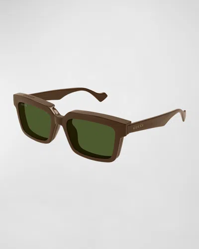 Gucci Men's Plastic Square Sunglasses In Brown
