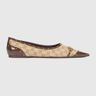 Gucci Men's Point-toe Studded Loafer In Brown