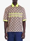 Gucci Logo Tech & Mesh Polo Shirt In Beige
