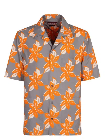 GUCCI MEN'S PRINTED COTTON POPLIN SHIRT