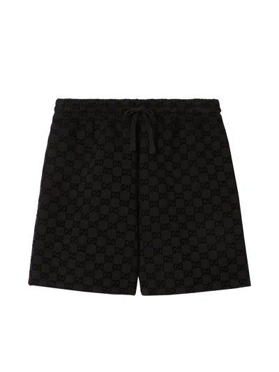 Gucci Men Printed Mesh Basketball Shorts In Black