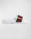 Gucci Pursuit Web Slide Sandals In White