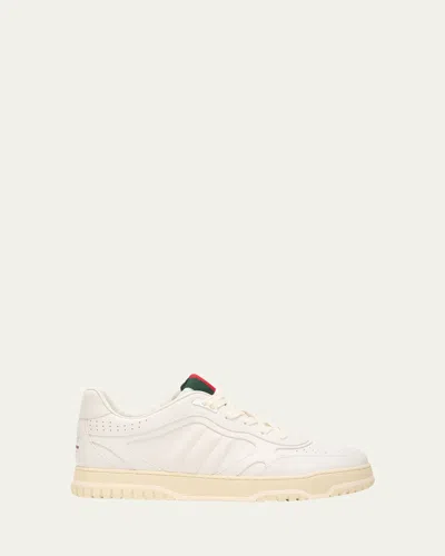 Gucci Men's Re-web Bball Calf Sneakers In White