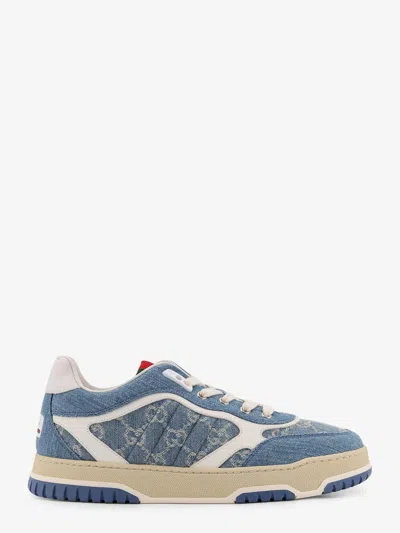 Gucci Men Re-web Denim Low-top Sneakers In Blue