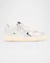 Gucci Men's Re-web Mirror Leather Fashion Sneakers In Silver