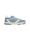 Gucci Denim Fabric Sneakers With Monogram Pattern In Blue