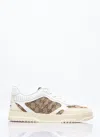 Gucci Re-web Leather And Original Gg Fabric Sneakers In Cream