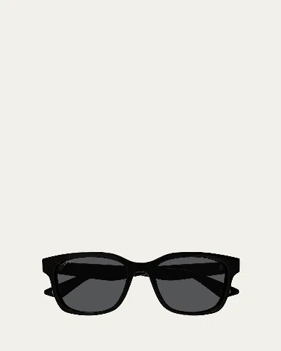 GUCCI MEN'S RECTANGLE ACETATE SUNGLASSES